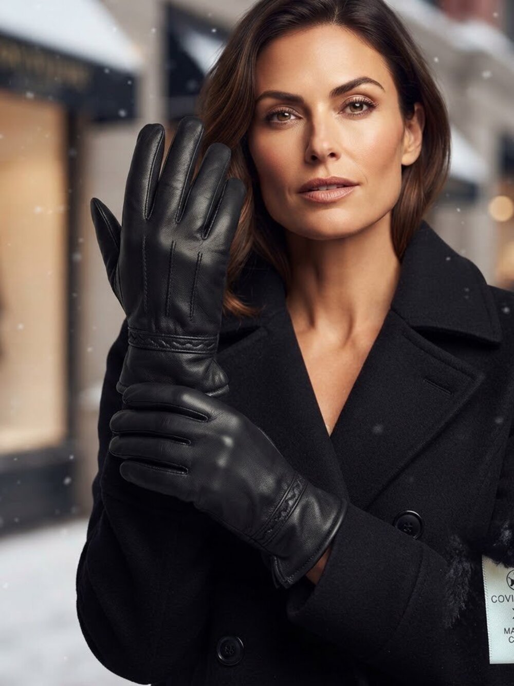 Covington Women's Black Leather Gloves Lined XL Warm Winter Driving Fashion